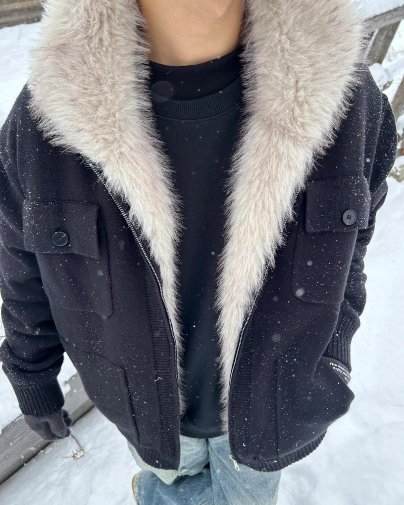 Veste utilitaire à col en fausse fourrure