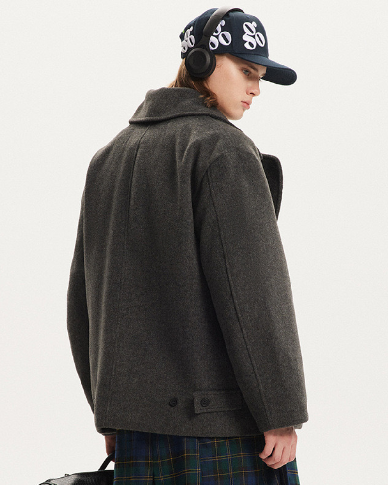 Asymmetric Pocket Wool Jacket