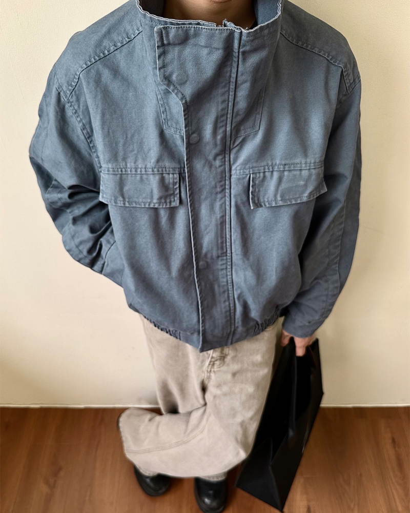 High‑Neck Utility Cotton Jacket