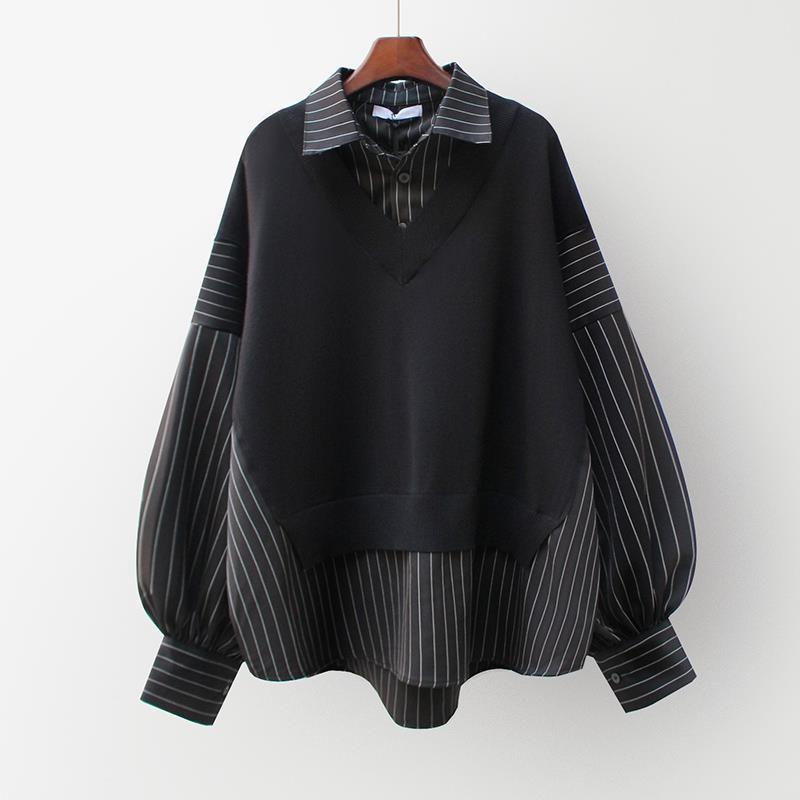 STRATIA — Pinstripe Elegance Sweater