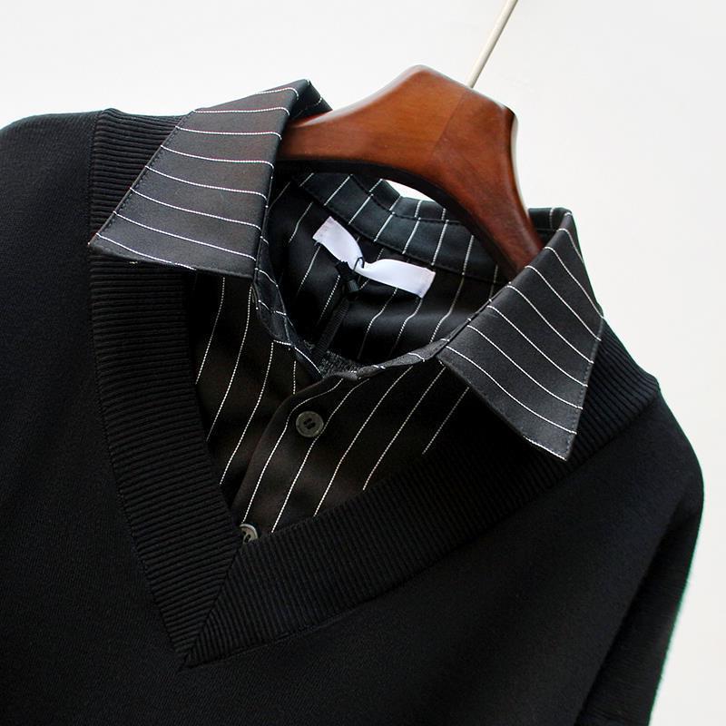 STRATIA — Pinstripe Elegance Sweater