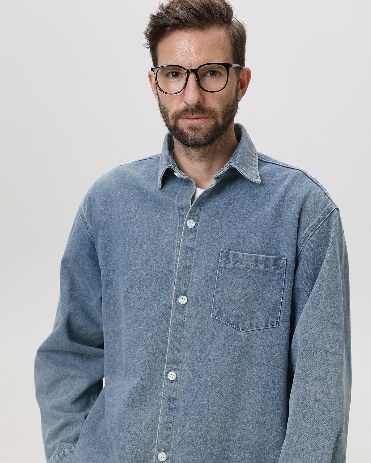 American Vintage Denim Long-Sleeve Overshirt