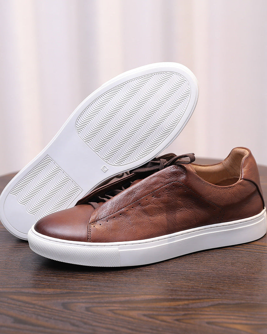 The Softey® Leather Low Sneakers - Brown