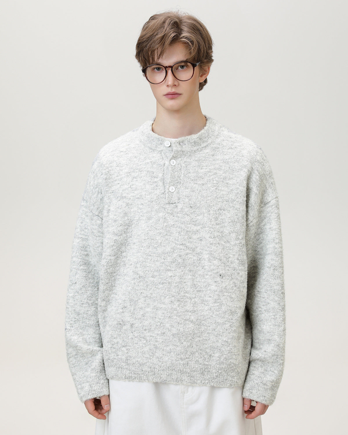 Brushed Henley Knit Sweater