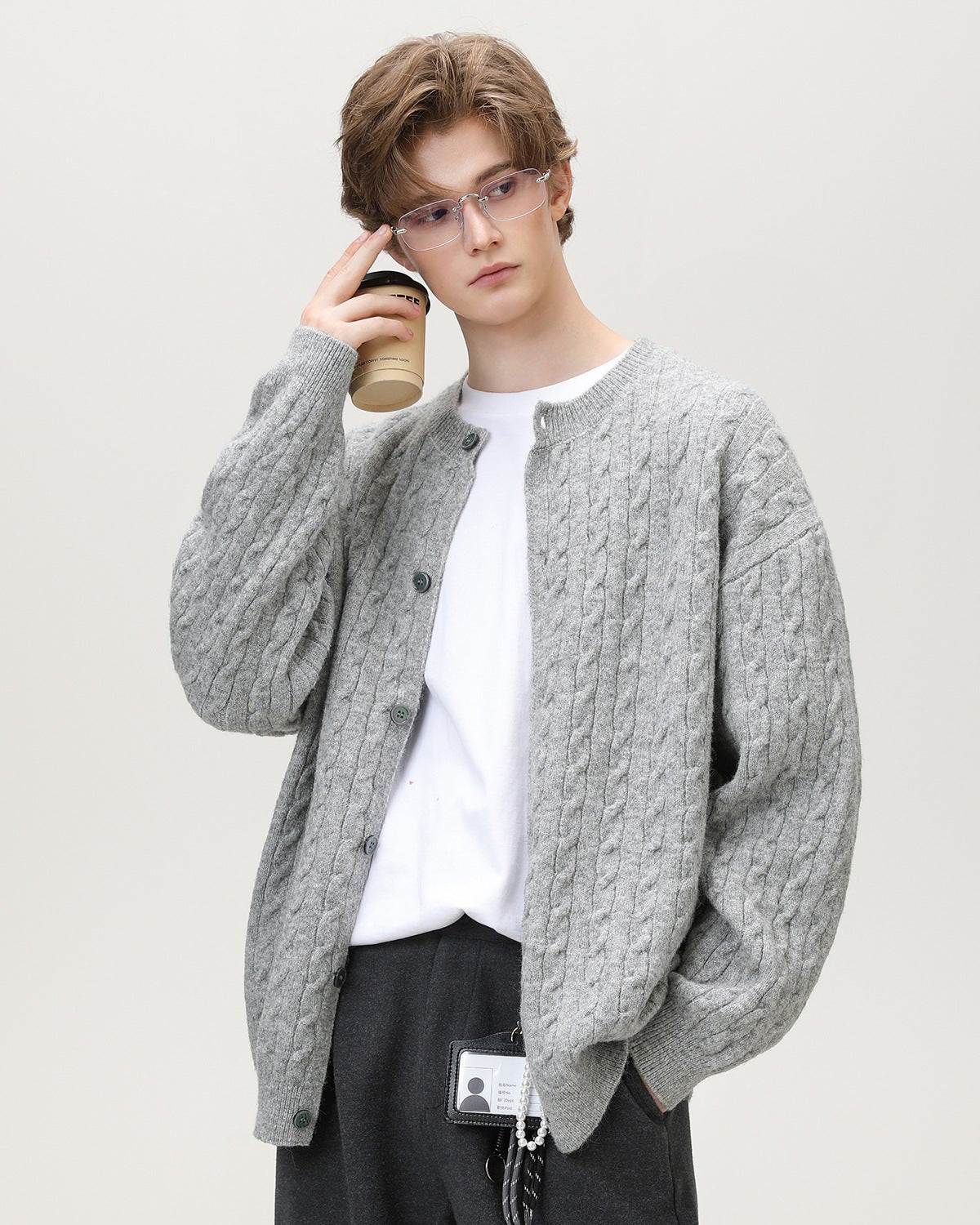 Cable Knit Button Cardigan