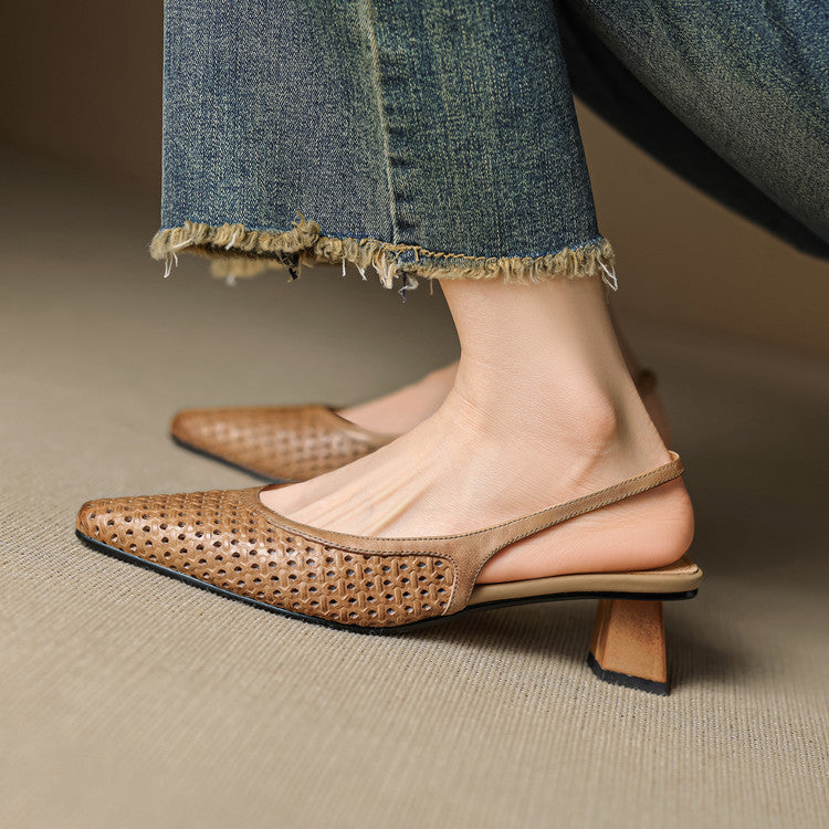 CALLIA — Woven Leather Slingbacks