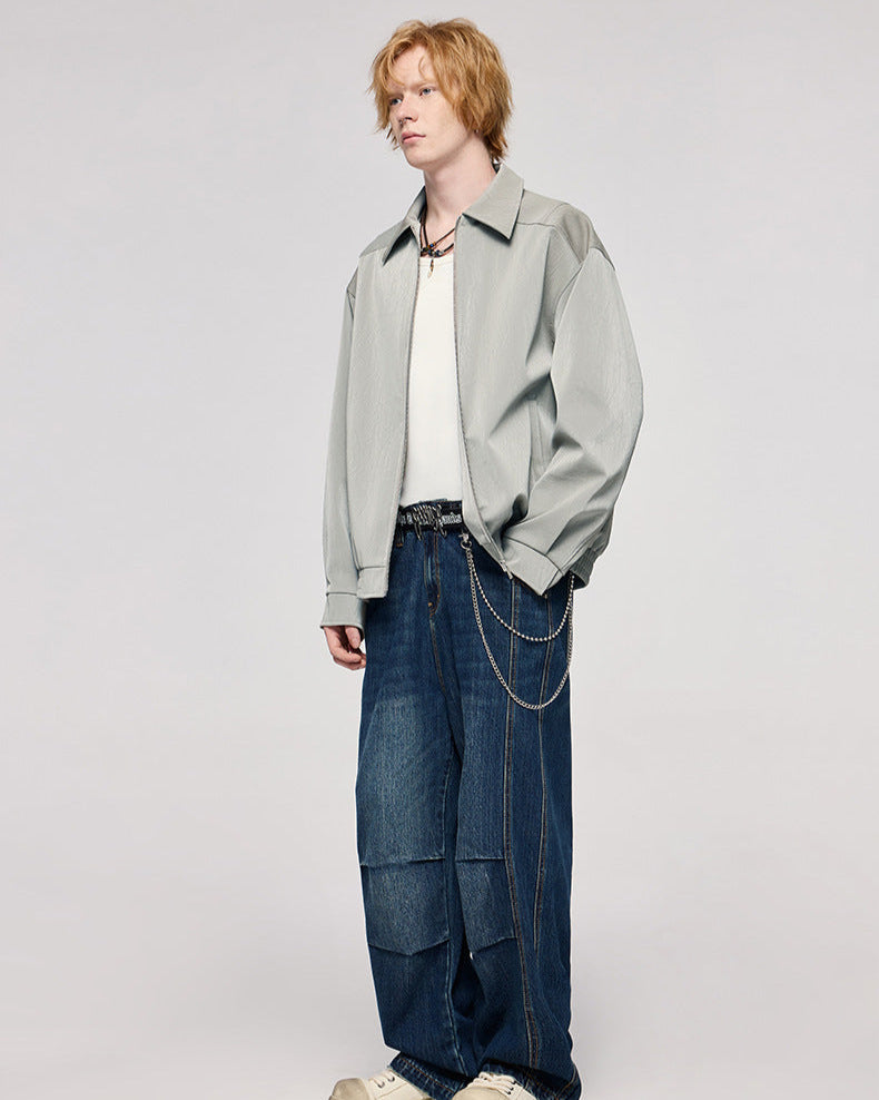 The Crinkle Effect Faux Leather Zip Jacket