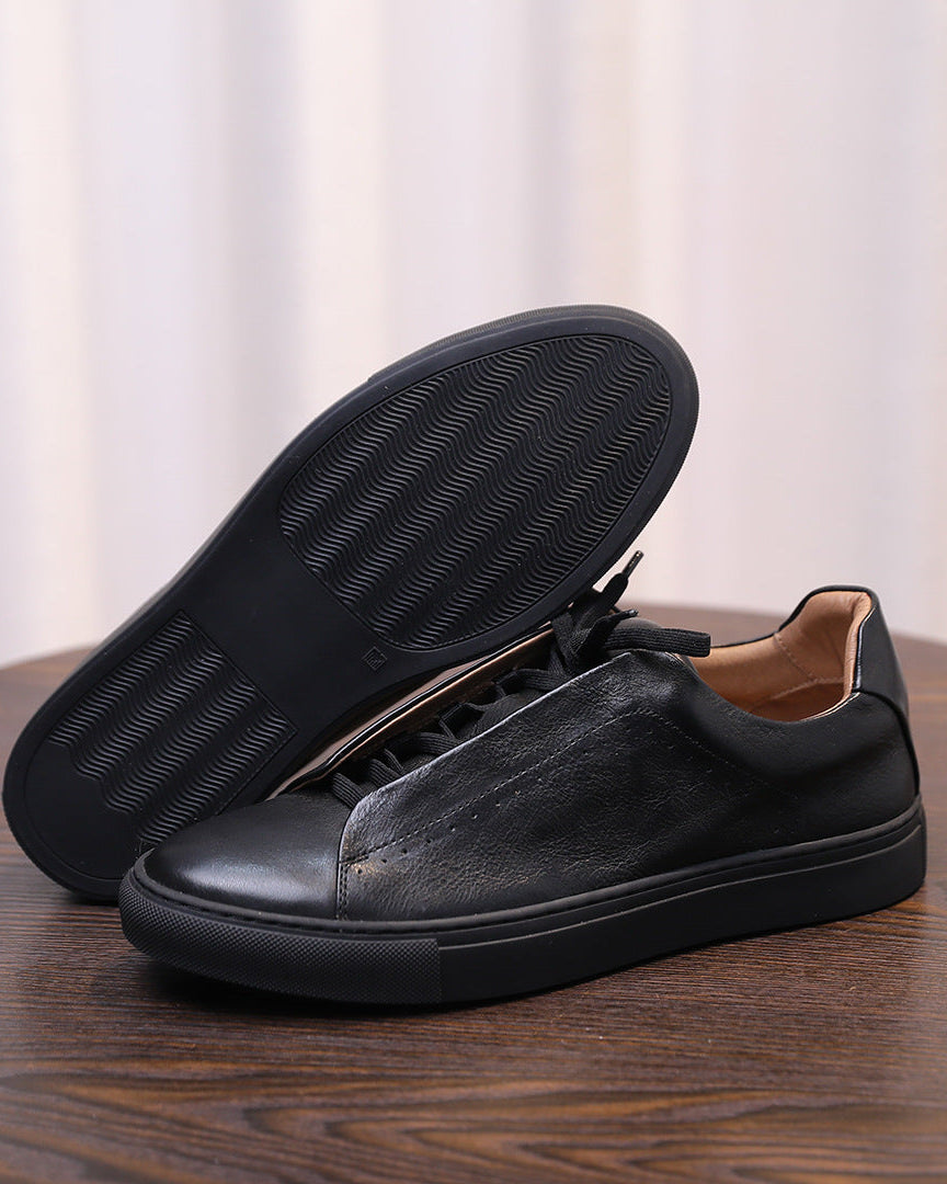 The Softey® Leather Low Sneakers - Black
