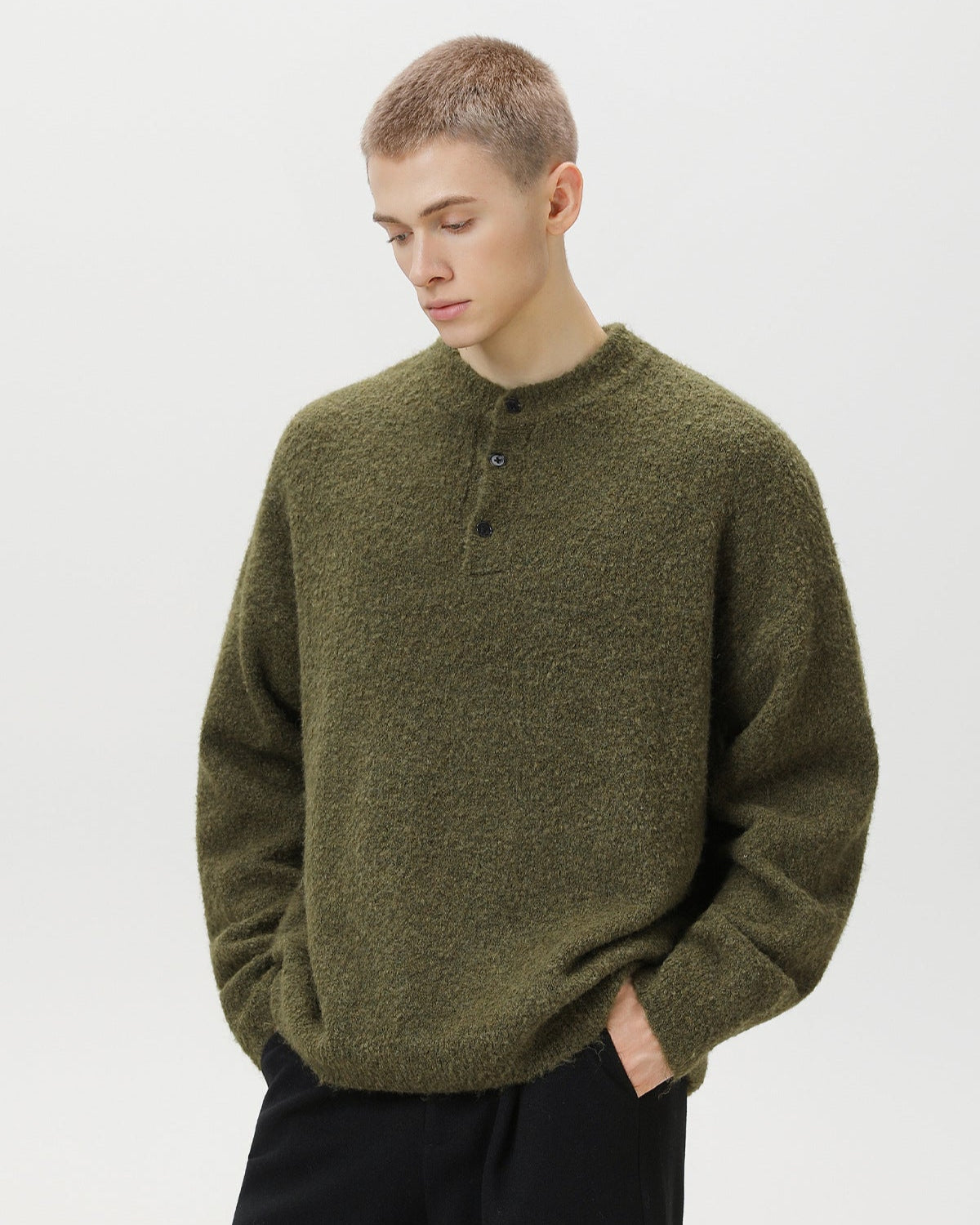 Heritage Wool Blend Oversized Polo Sweater