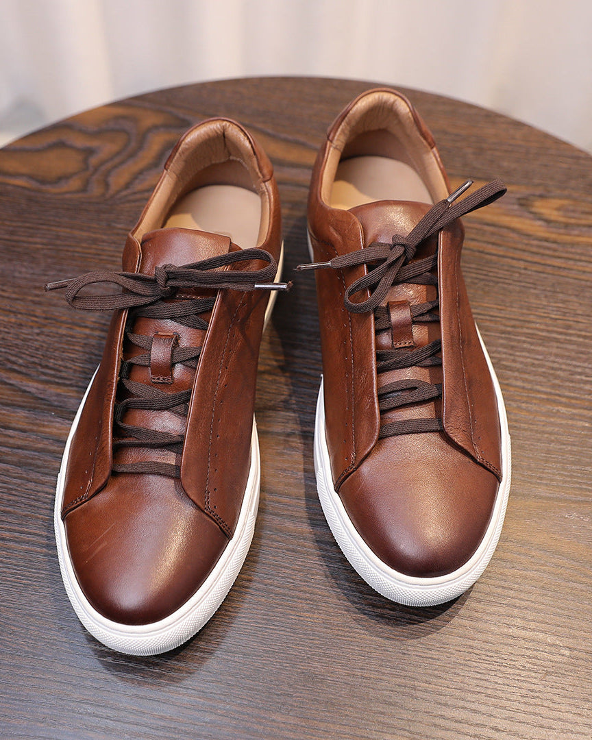 The Softey® Leather Low Sneakers - Brown