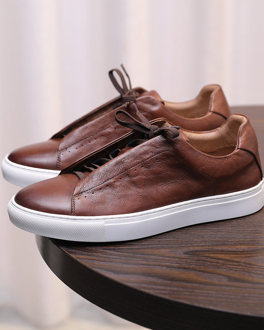The Softey® Leather Low Sneakers - Brown