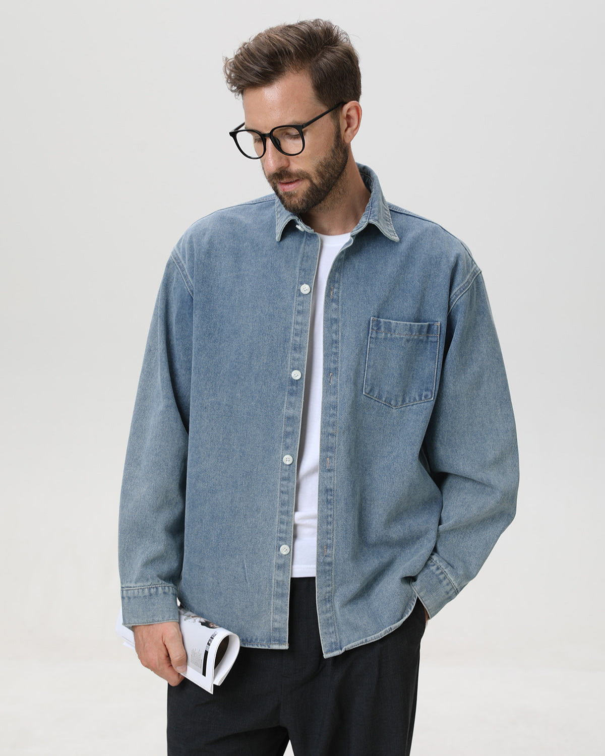 American Vintage Denim Long-Sleeve Overshirt