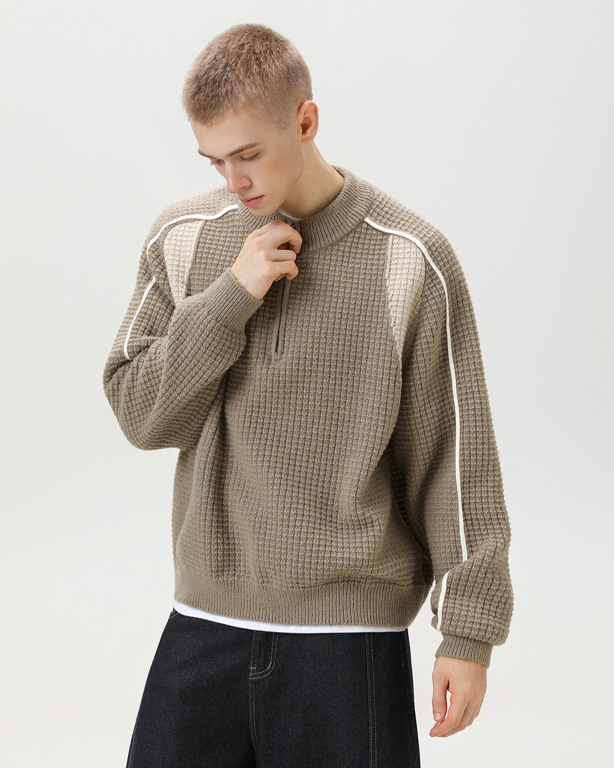 Waffle Half-Zip Sweater