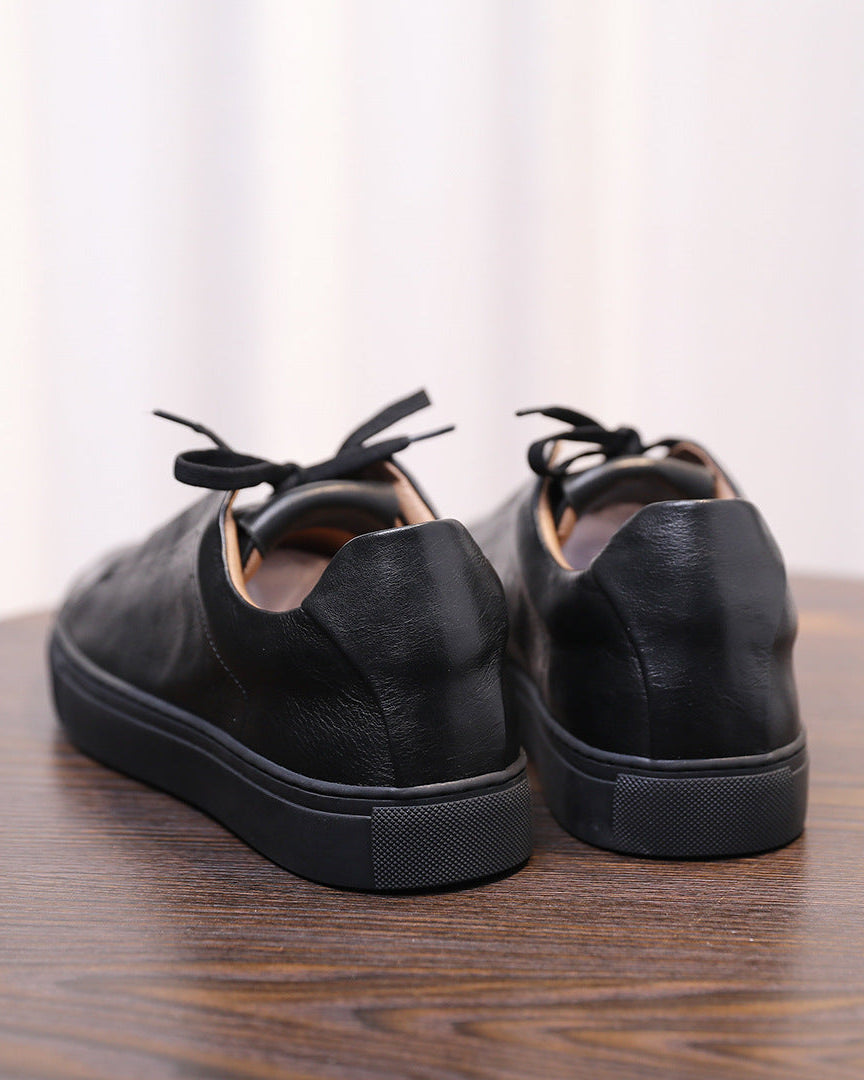 The Softey® Leather Low Sneakers - Black