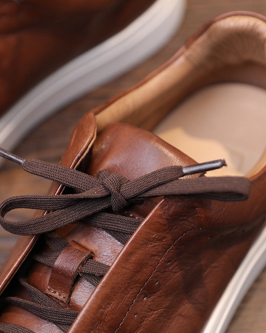 The Softey® Leather Low Sneakers - Brown