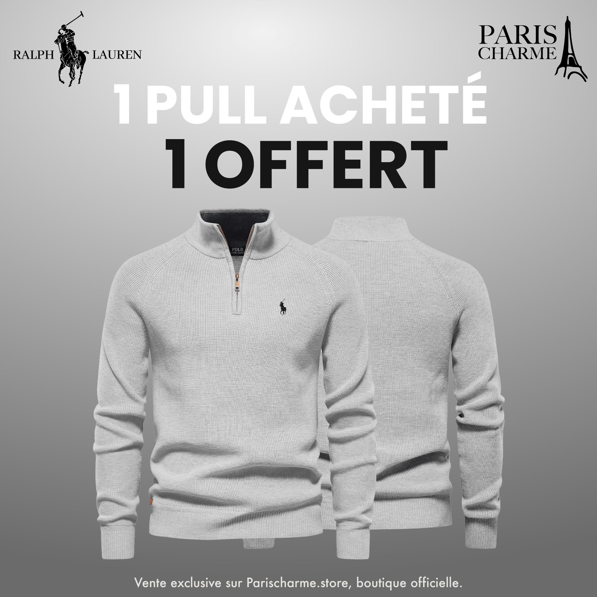 Pull Col Zippé R&L 1+1 (DÉSTOCKAGE)