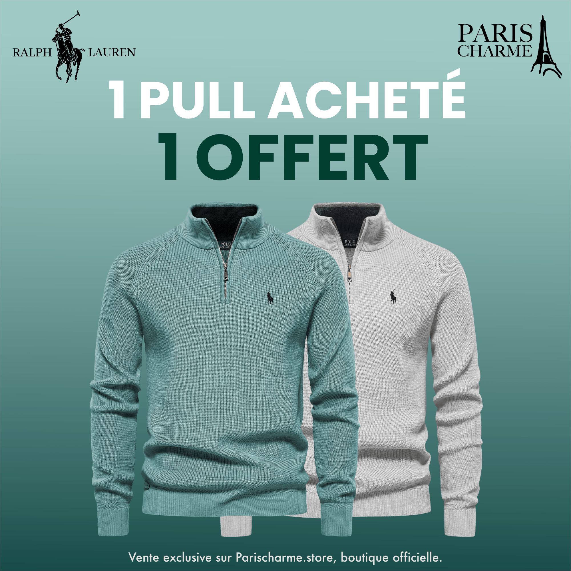 Pull Col Zippé R&L 1+1 (DÉSTOCKAGE)