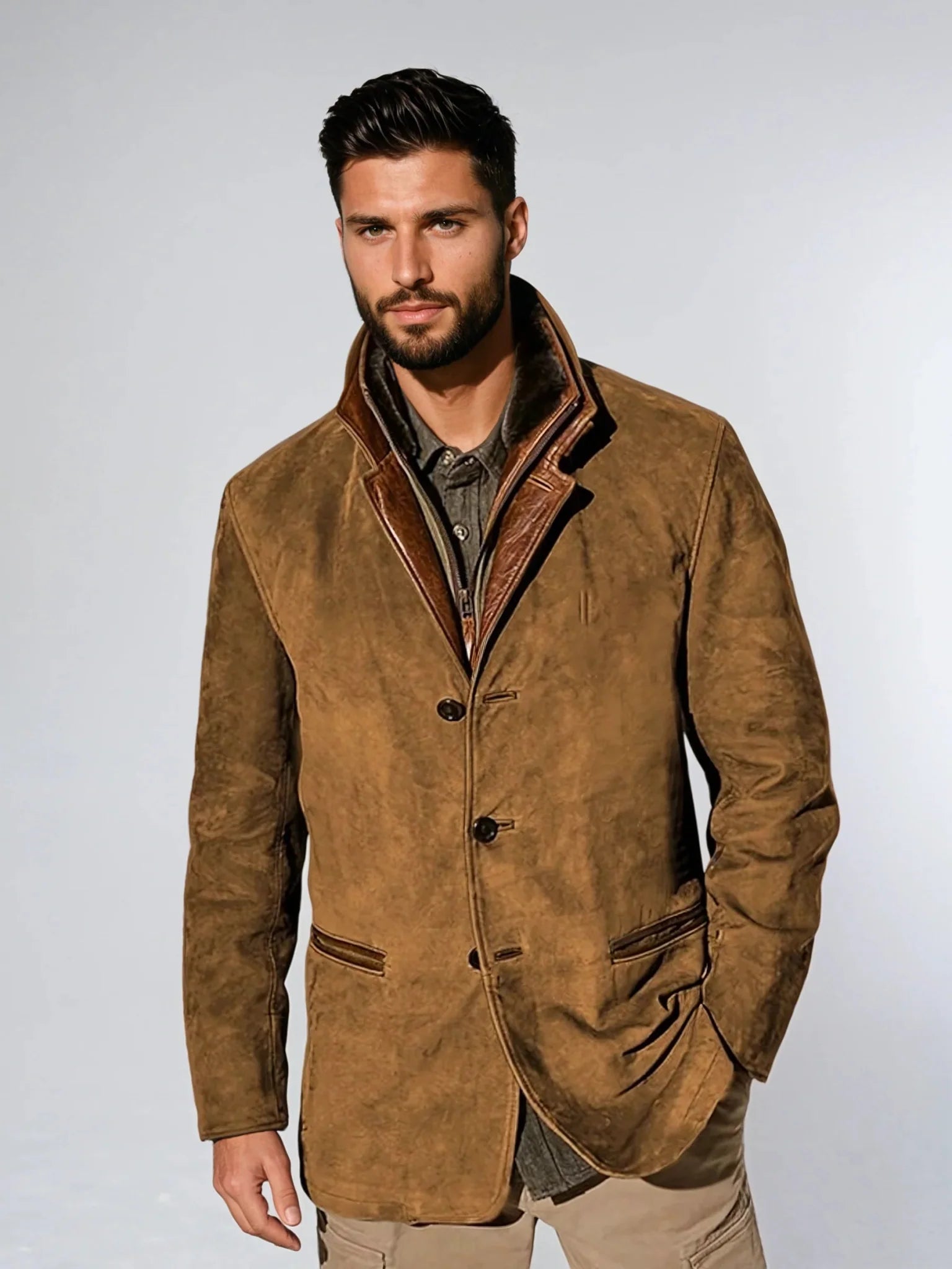 Veste Vintage à Col En Cuir | ParisCharme™