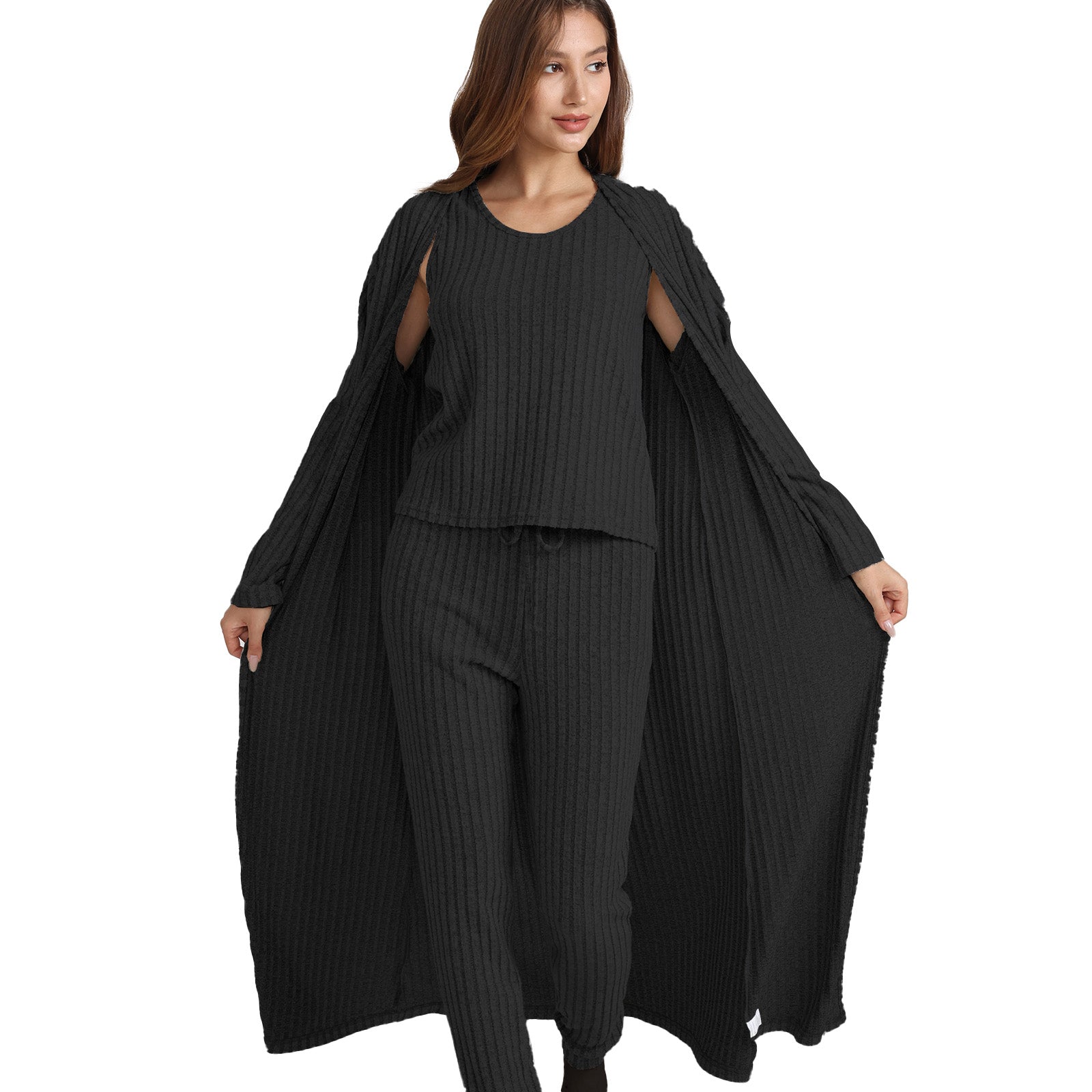 Ensemble de vêtements d'intérieur en maille 3 pièces pour femme