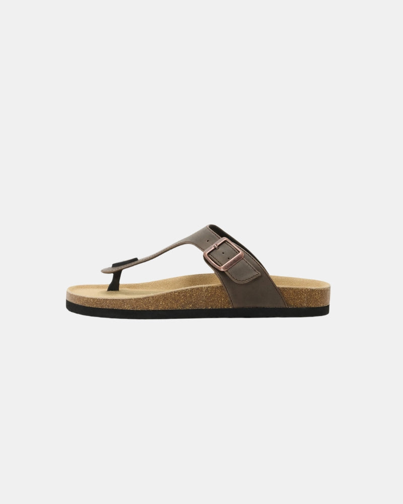 Leather Toe-Post Sandals - Olive