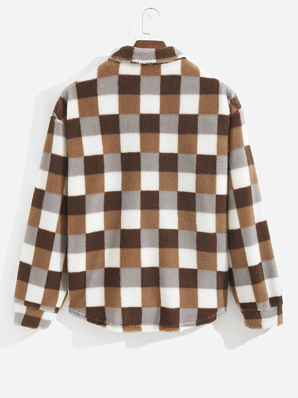 HARROWCLIFF — Plaid Luxe Faux Fur Jacket