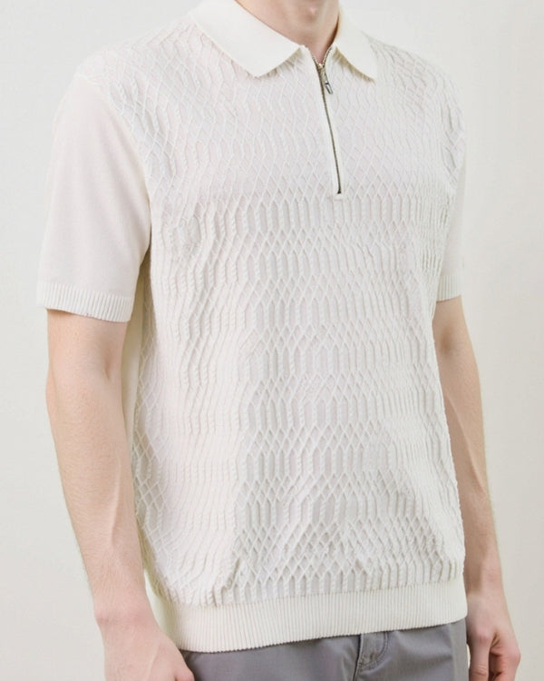 Textured Zip Polo Knit