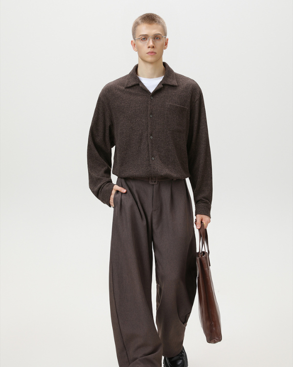 Textured Button-Up Overshirt