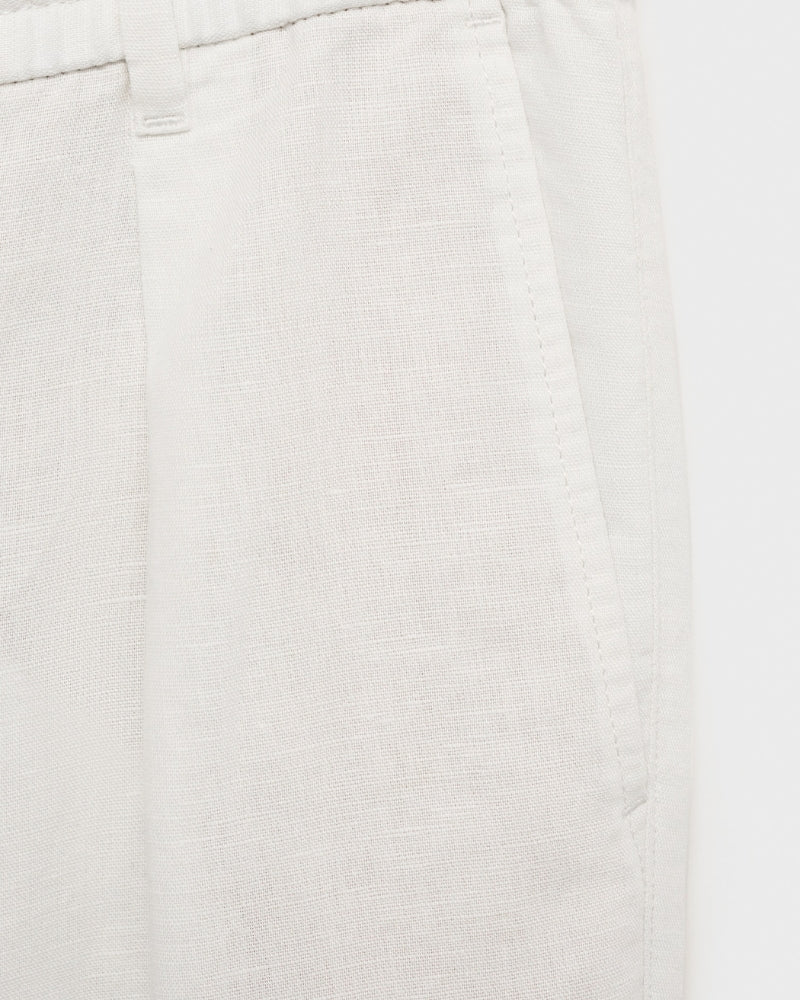 Cotton and linen blend trousers with drawstrings - oatmeal