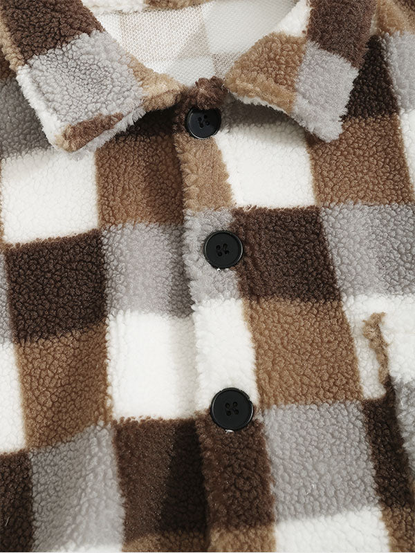HARROWCLIFF — Plaid Luxe Faux Fur Jacket
