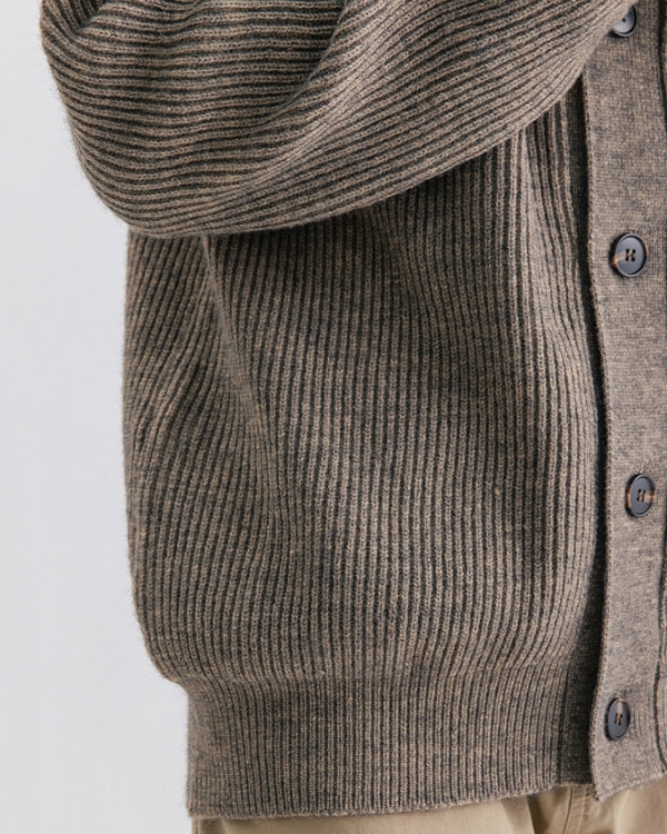 Ribbed High-Neck Button Cardigan