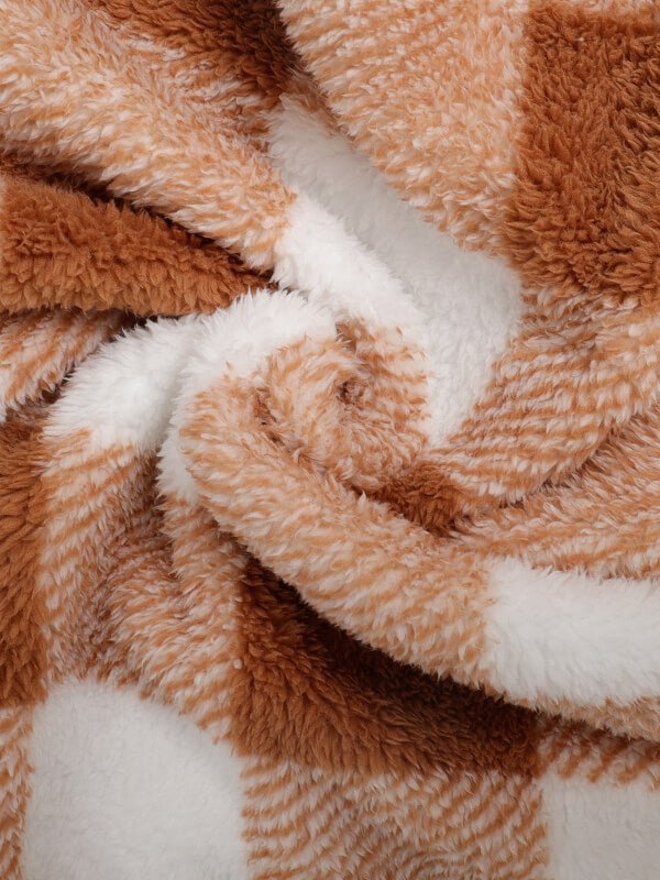 HARROWCLIFF — Plaid Luxe Faux Fur Jacket