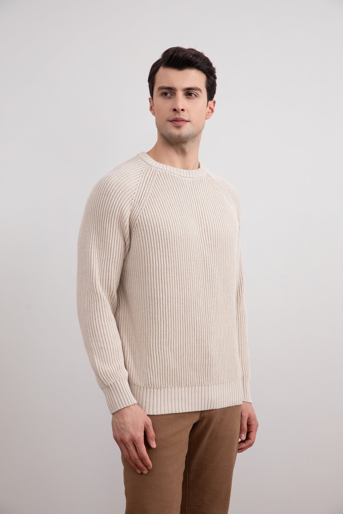 Beige English Rib Crewneck
