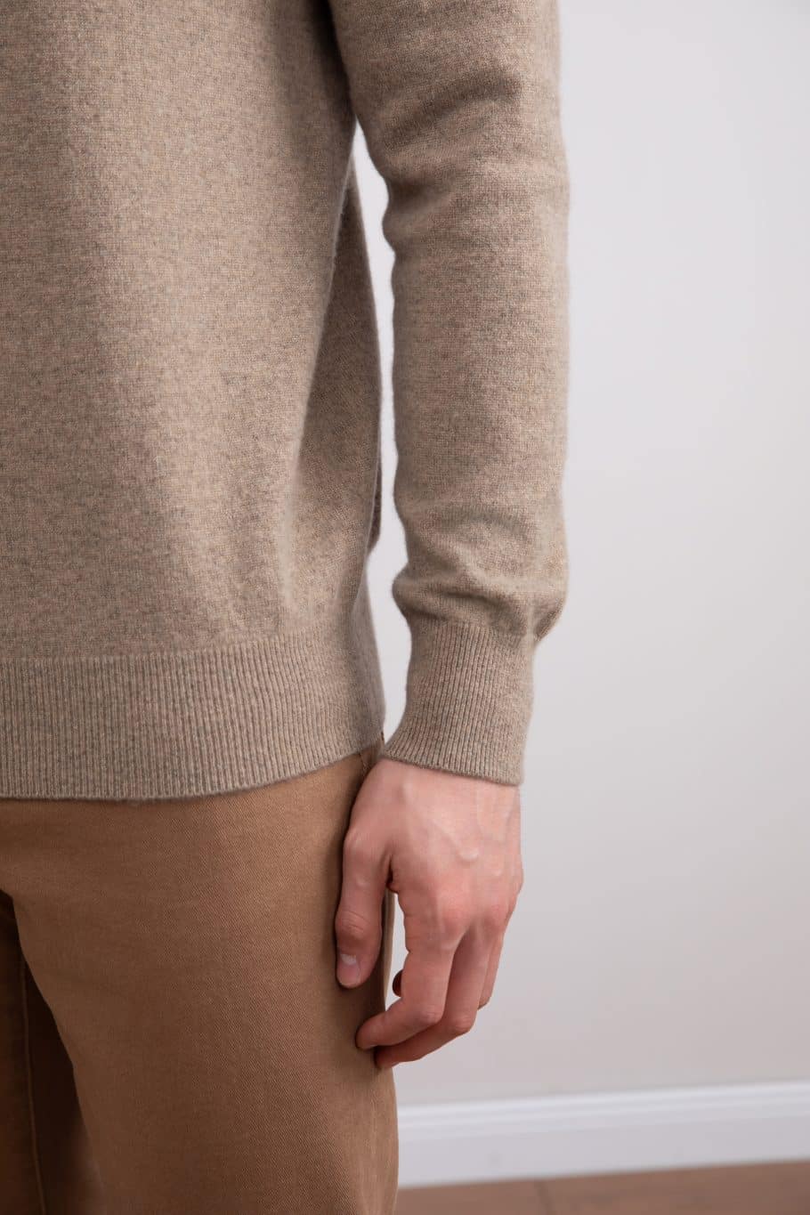 Light Taupe Mélange Cashmere Crewneck