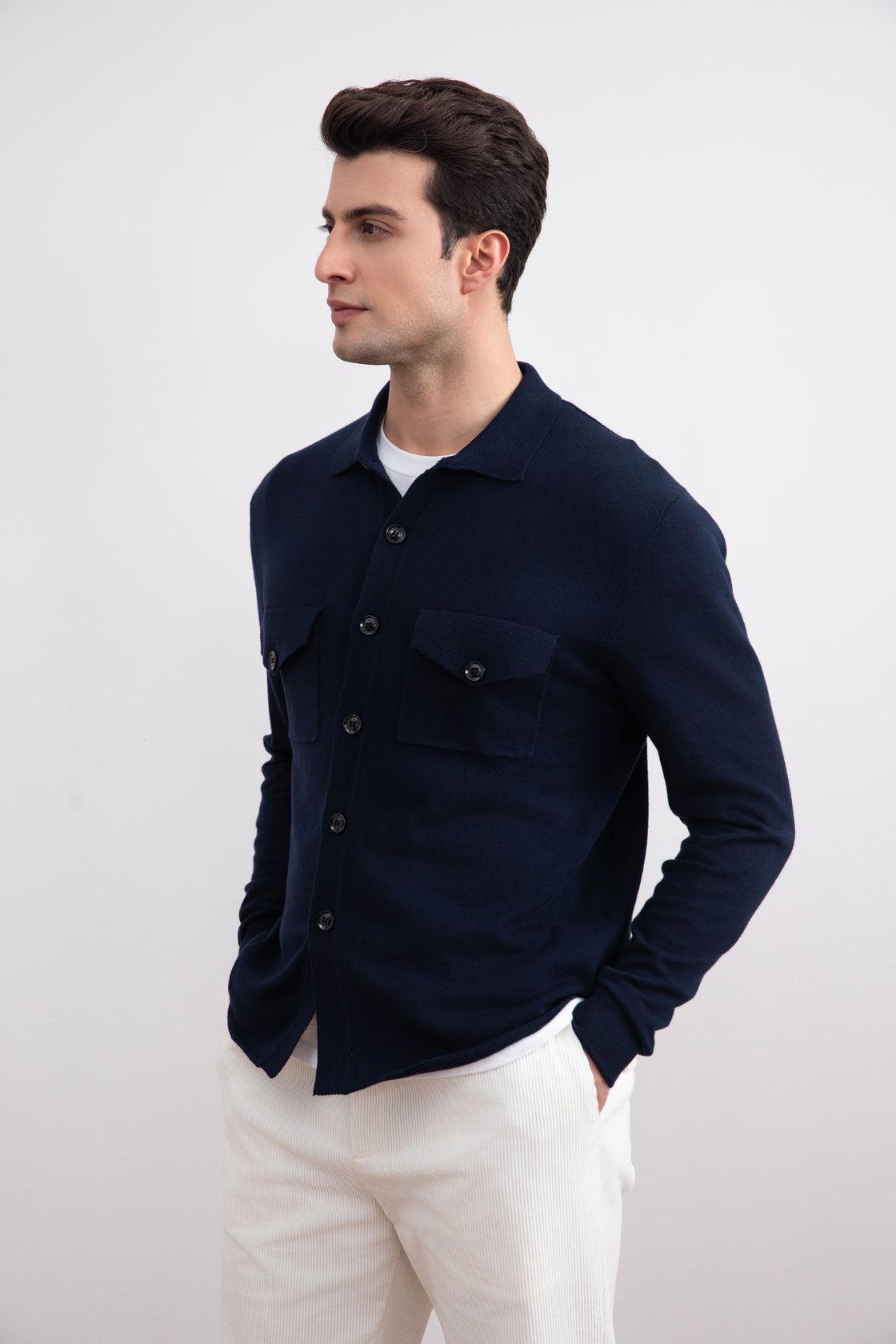 Navy Flap-pocket Overshirt
