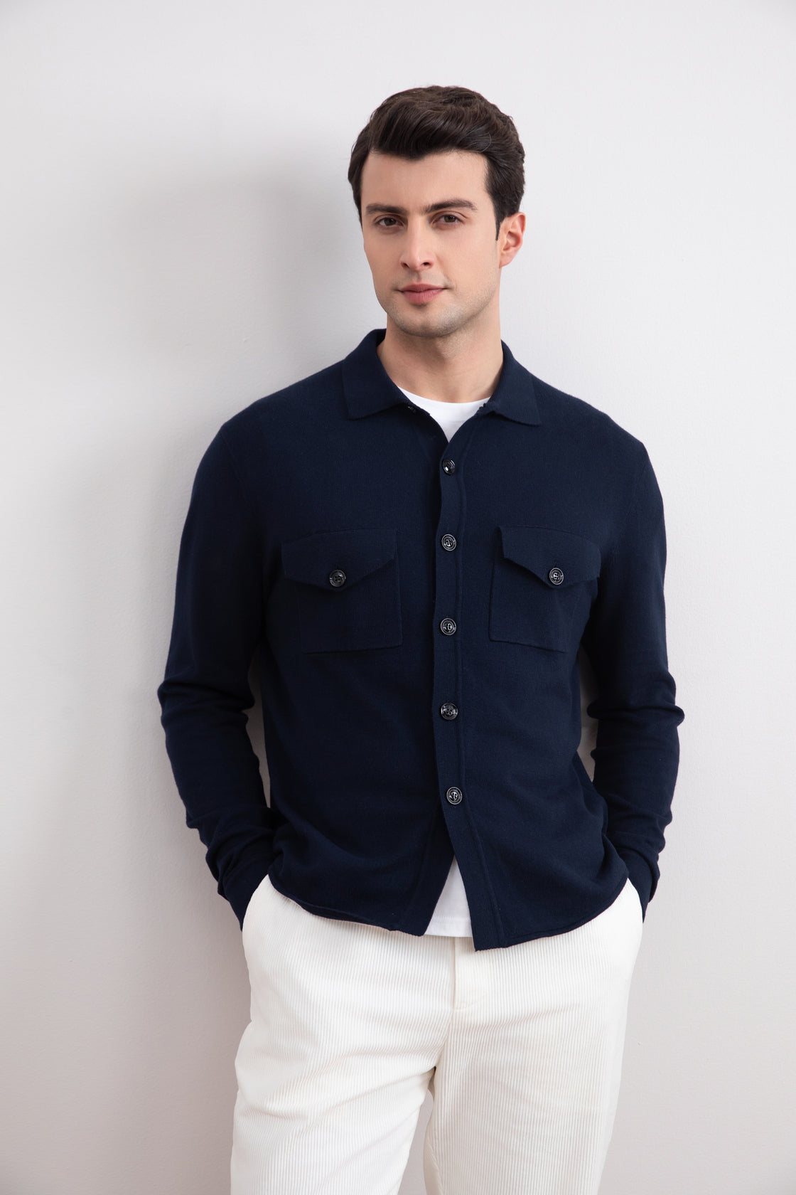 Navy Flap-pocket Overshirt