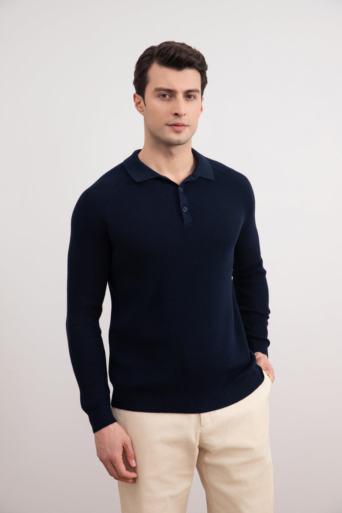 Navy English Rib Polo Shirt