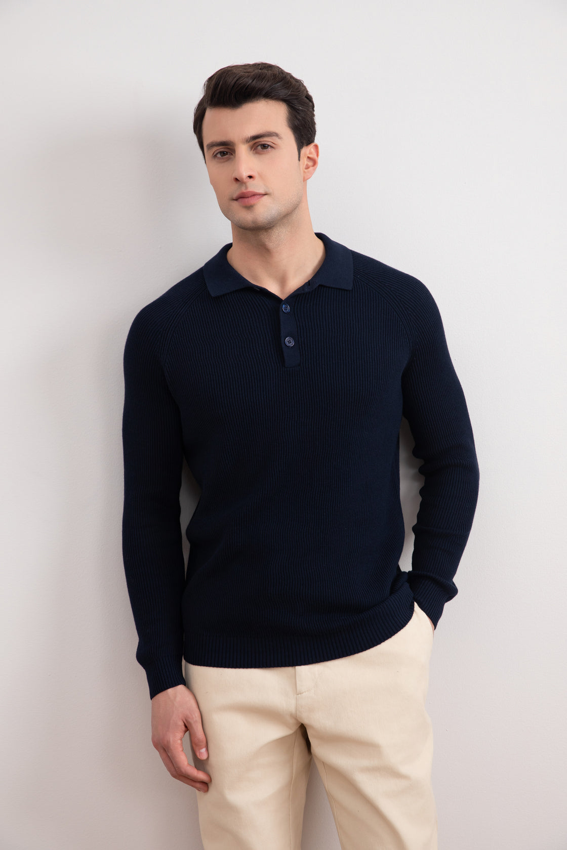 Navy English Rib Polo Shirt