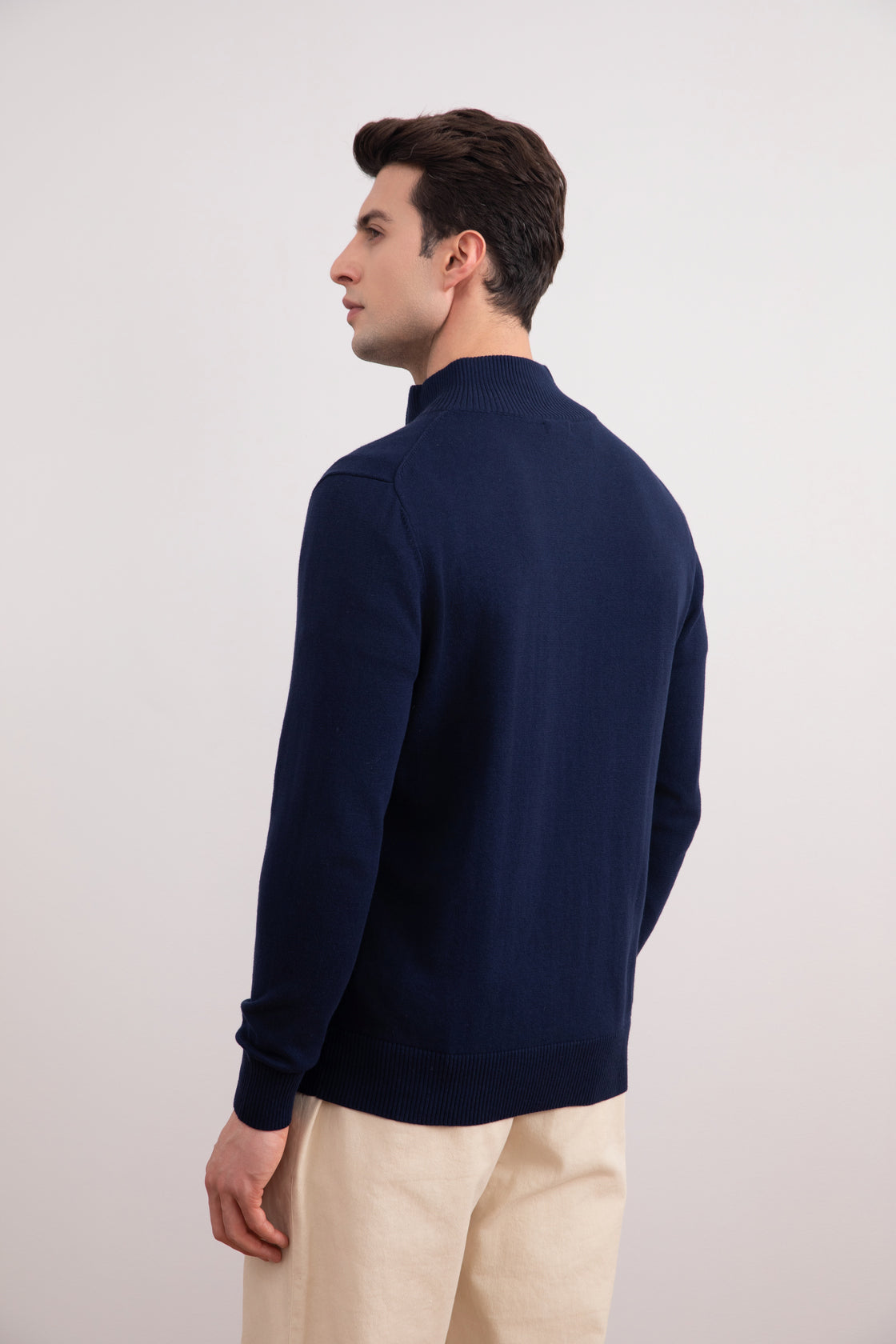 Blue Classic Zip-Up Cardigan