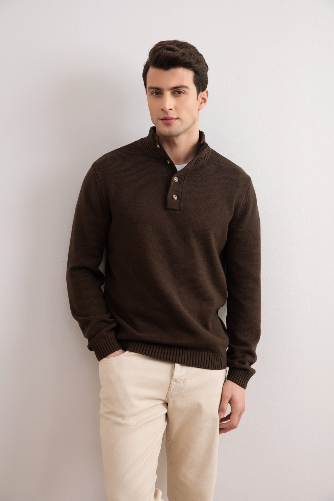 Brown Winter Button Sweater