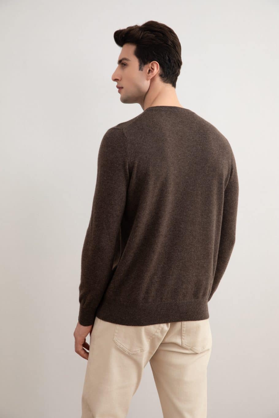 Brown Mélange Cashmere Crewneck