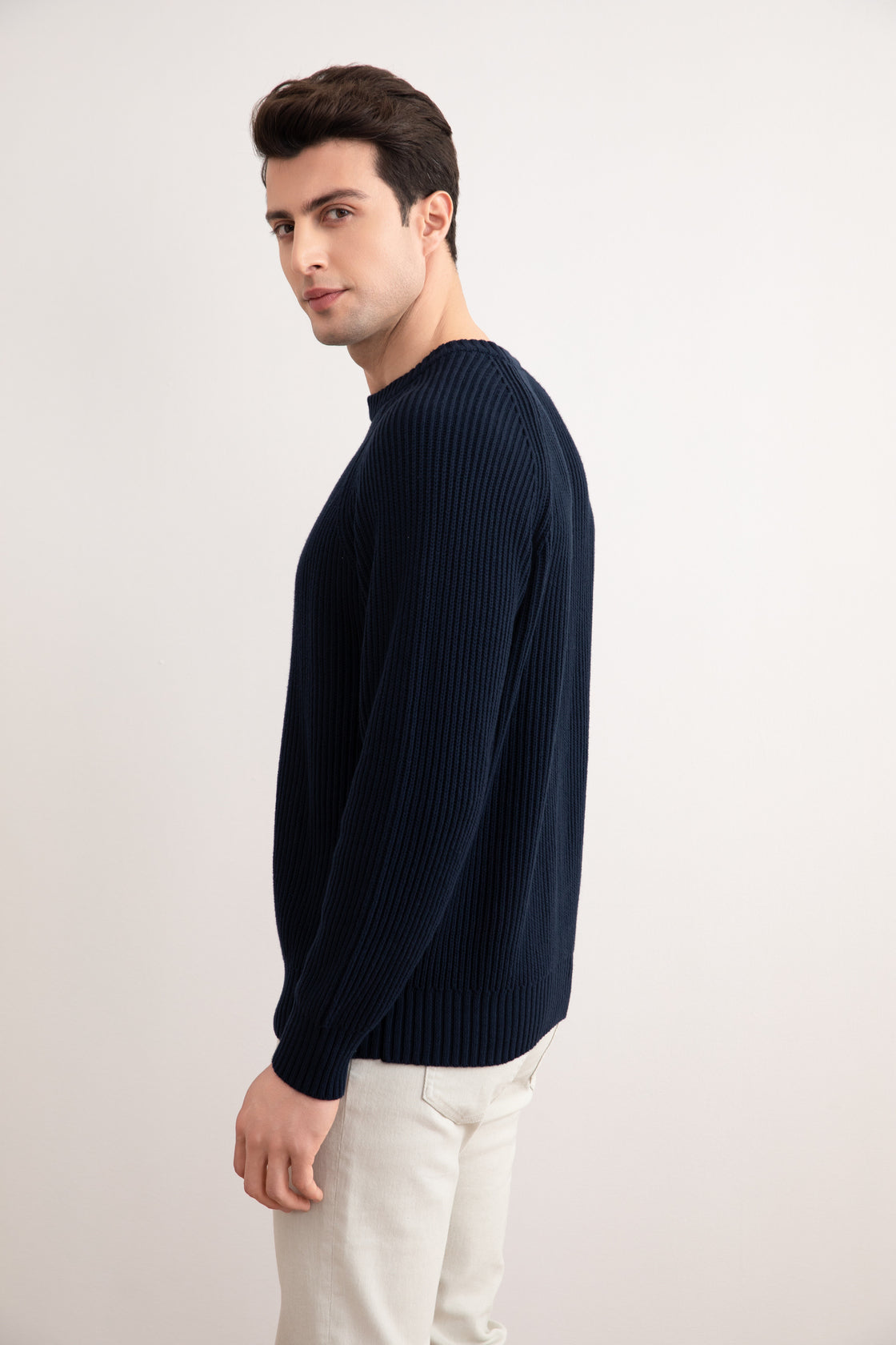 Navy English Rib Crewneck