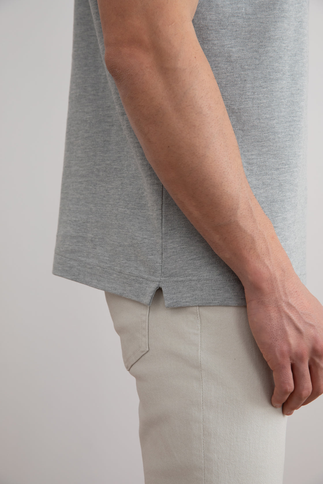 Grey Mélange Cotton-Piqué Polo Shirt