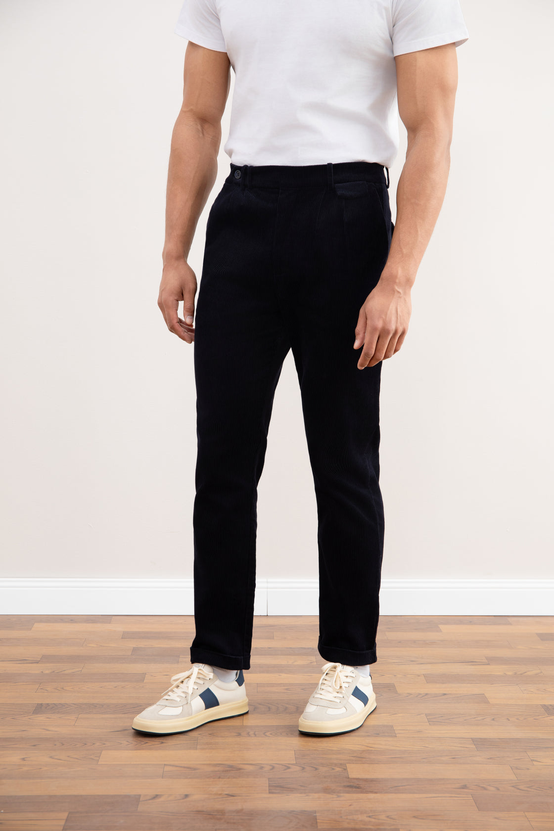 Navy Straight-Fit Corduroy Pants