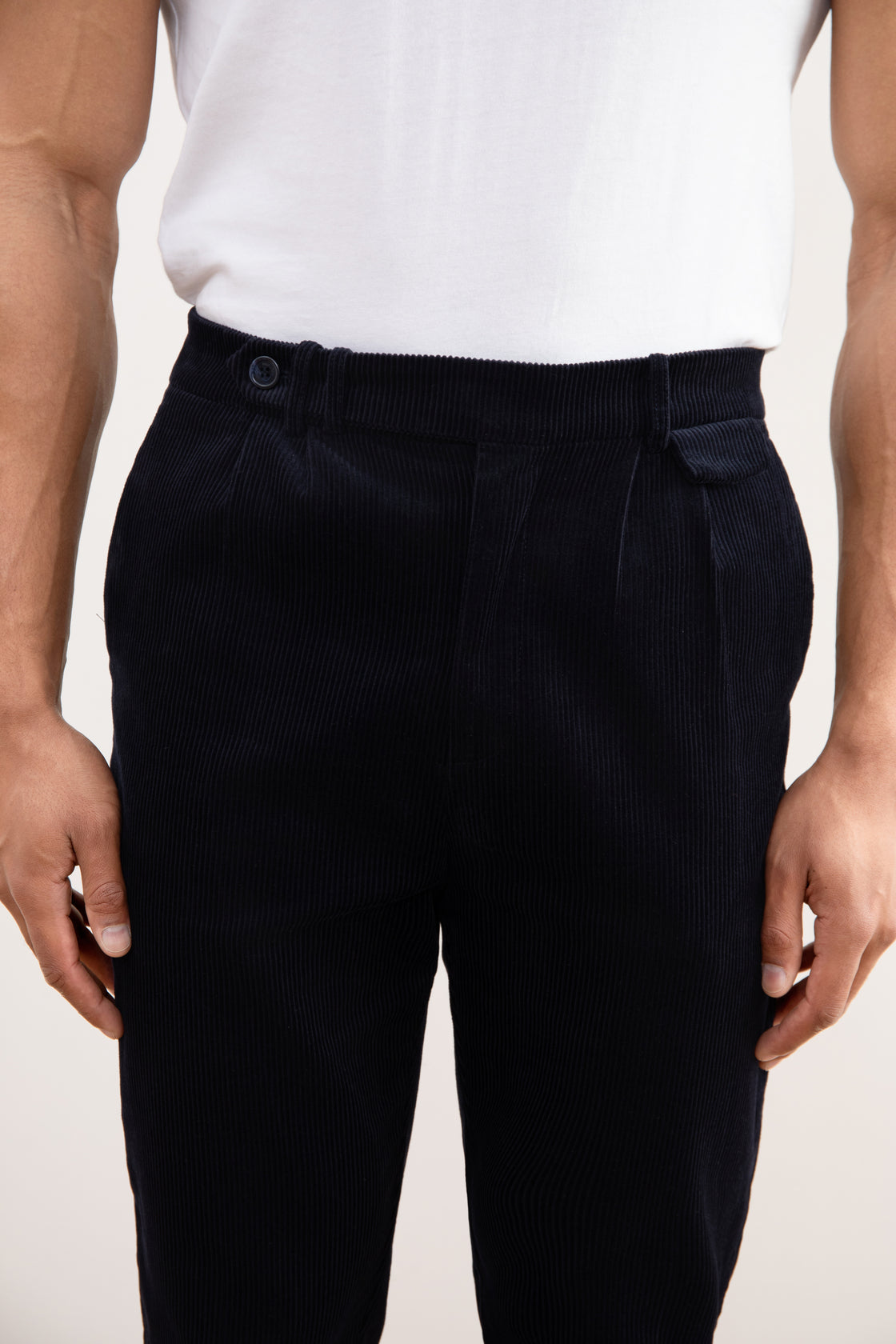 Navy Straight-Fit Corduroy Pants