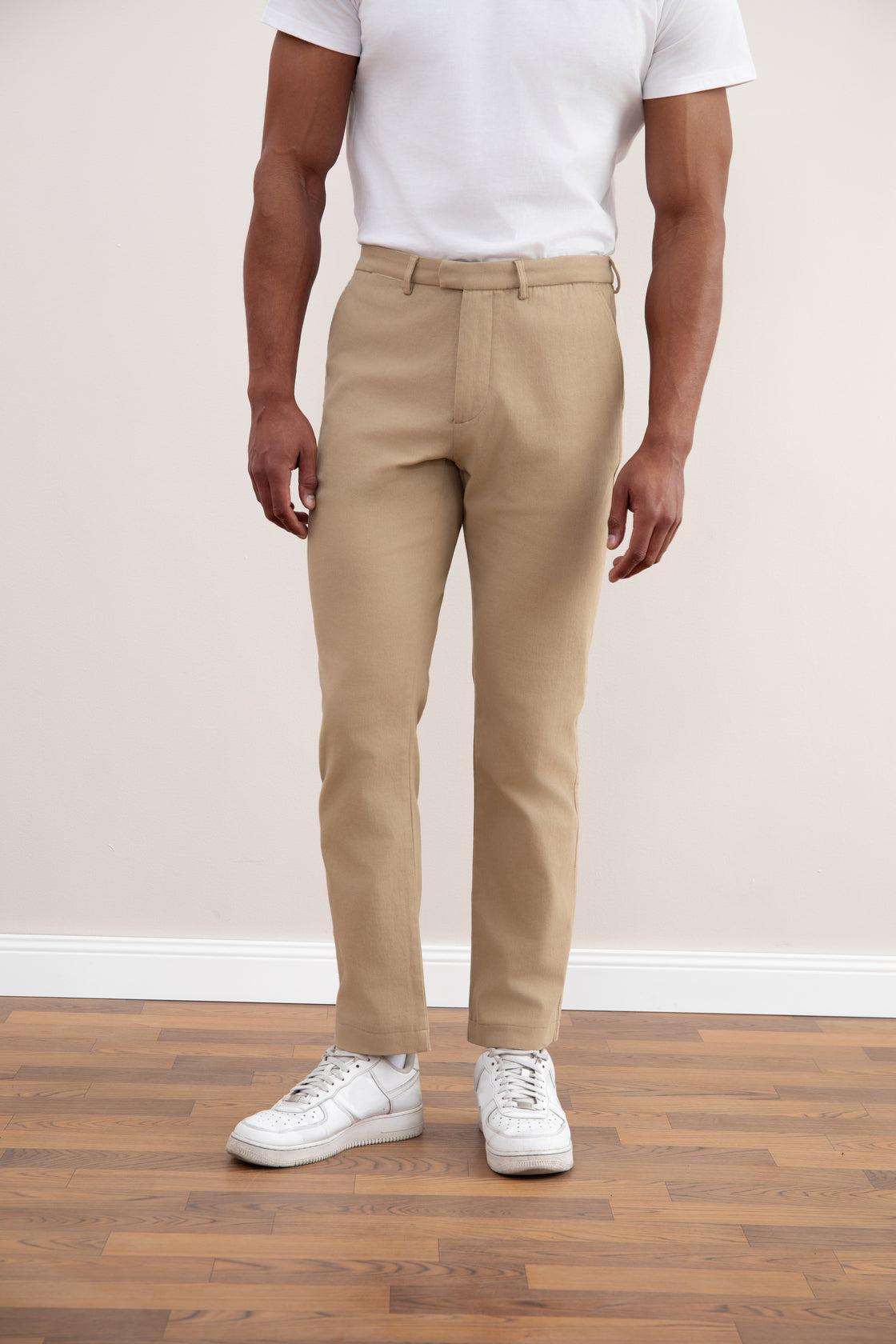 Tan Straight-Fit Winter Pants