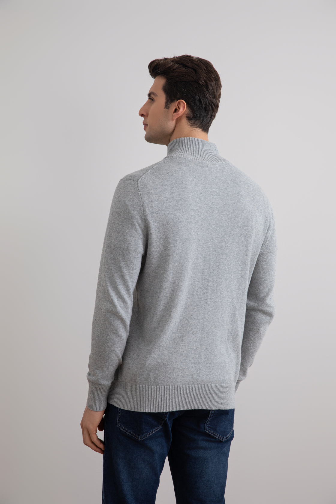 Grey Mélange Classic Zip-Up Cardigan
