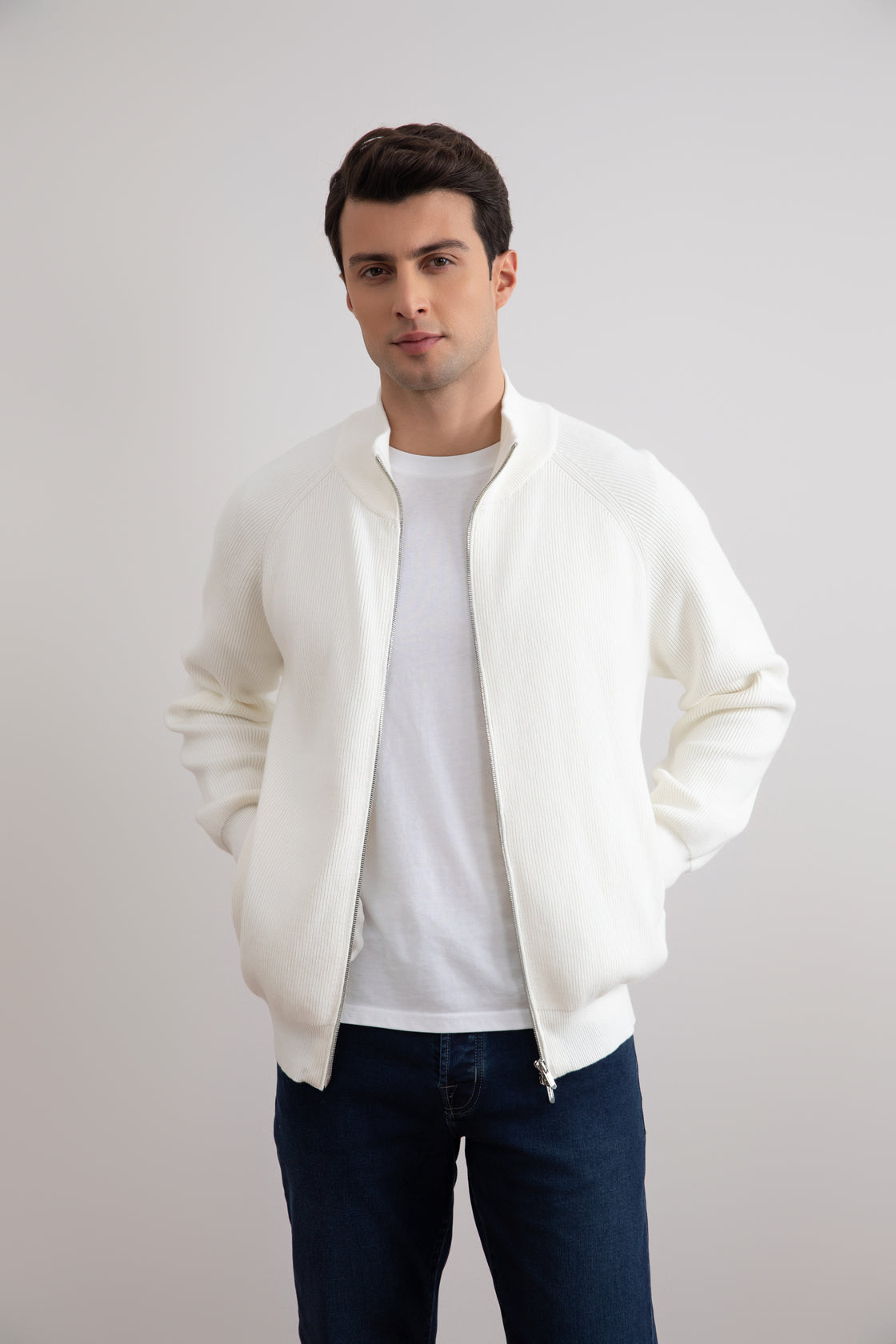 Panama English Rib Full Zip Cardigan