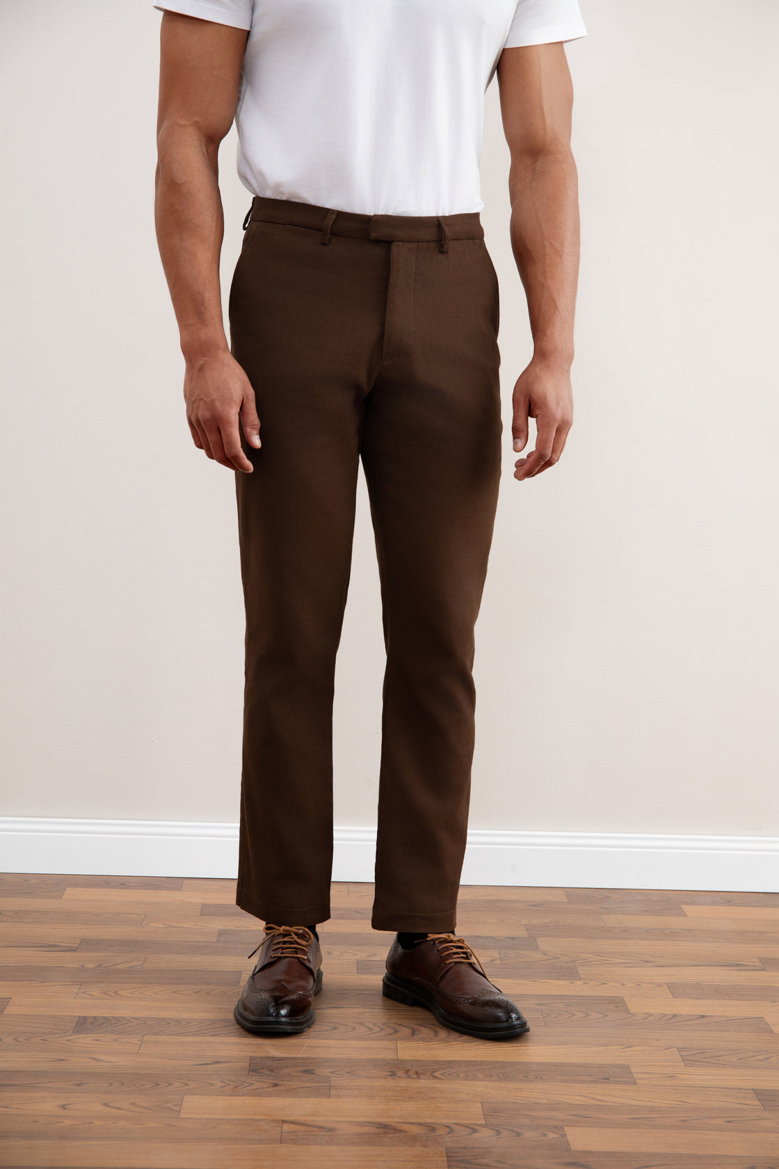 Dark Brown Straight-Fit Winter Pants