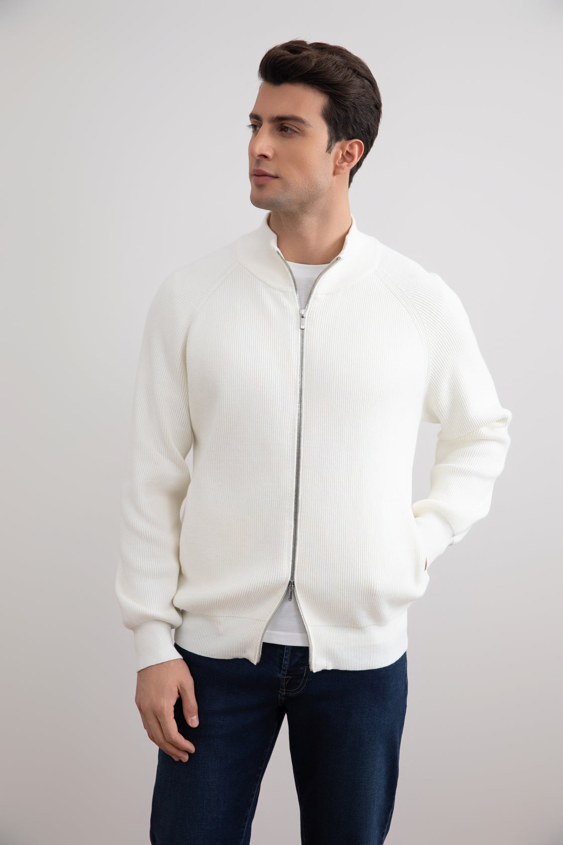 Panama English Rib Full Zip Cardigan
