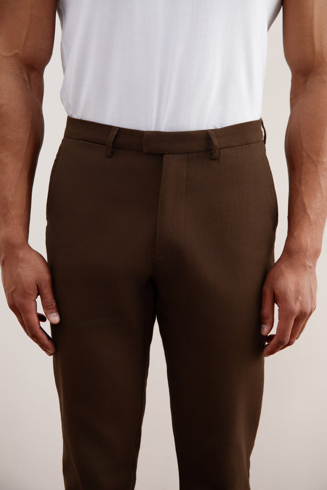 Dark Brown Straight-Fit Winter Pants